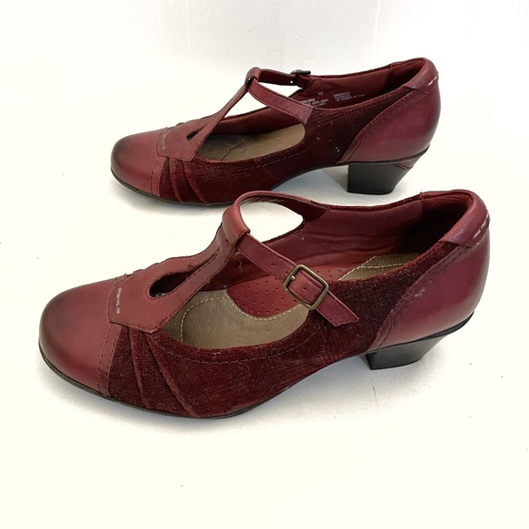 Earth Shoes • Wanderlust Rosewood Cap Toe t strap Heel Pump Red Leather • 8B - Picture 5 of 9